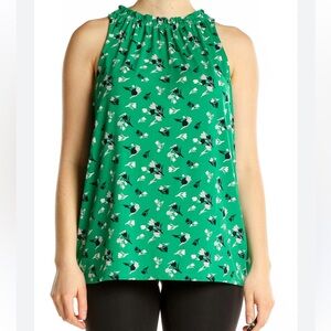 Banana Republic Green Floral Print Sleeveless Blouse Size Large